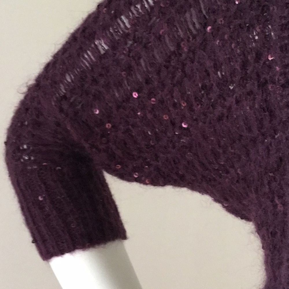 Express Deep Purple Fold Over Collar Open Cardigan - Picture 3 of 8